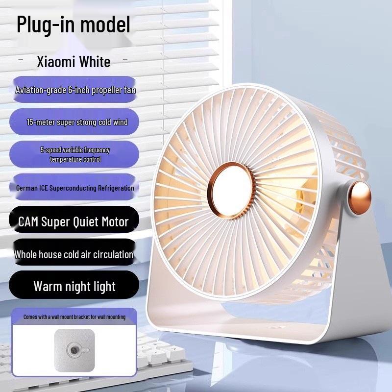 Compact Ultra-Quiet Rechargeable Desktop & Wall-Mount Fan for Office, Dorm, and Classroom Cooling