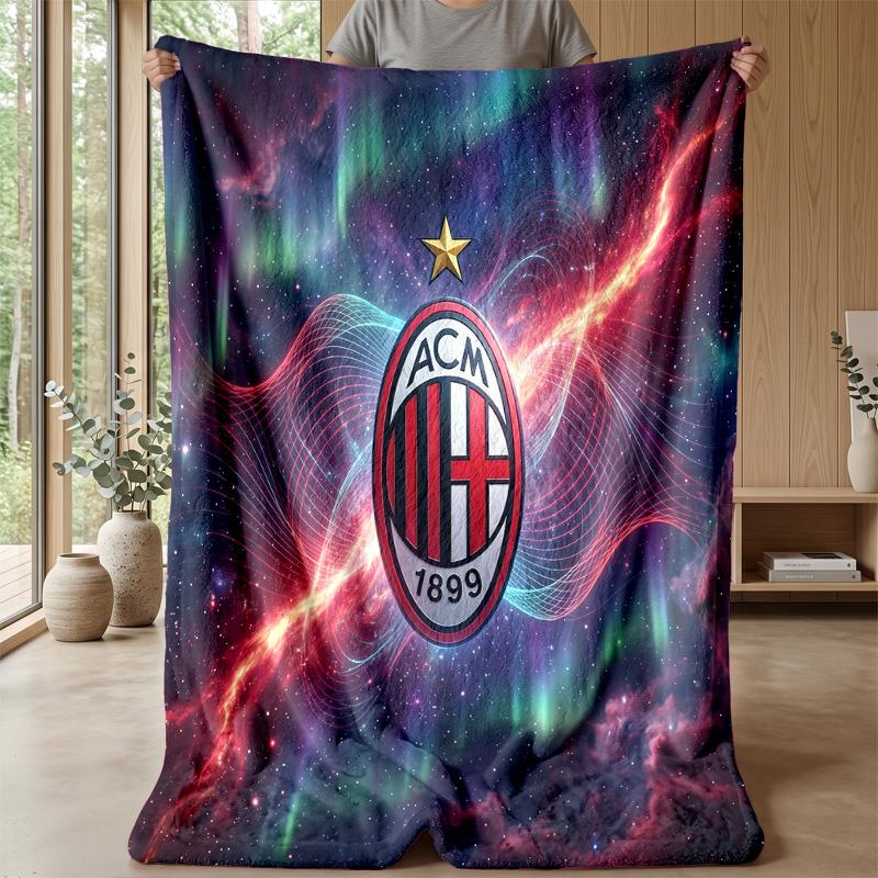 AC Milan Theme Blanket Soft Flannel Blanket Plush Throw Blanket Cozy Sofa Bed Blanket for Home Decor
