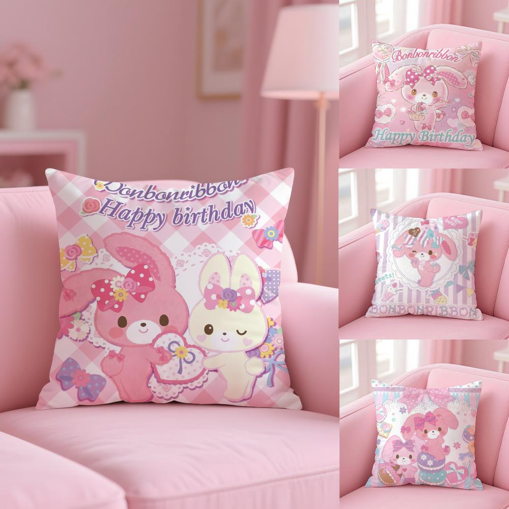 Cute Bonbonribbon Pillow Case Short Plush Double-Sided Printing Home Machine Washable In Warm Winter Cushion Cover