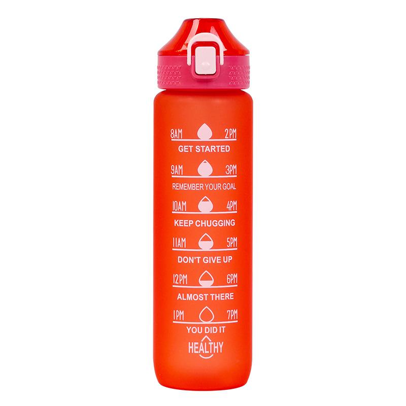 1000ml Large Capacity Water Cup with Handle Straight Mouth Spring Cap Space Cup Plastic Water Cup Sports Outdoor Water Cup