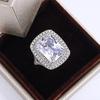 Flash Diamond Square Princess Ring European and American Fashion Women Engagement Proposal Diamond Ring