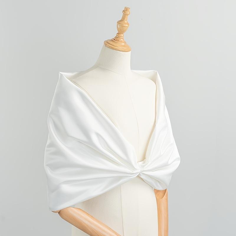 Satin Twist Bridal Shawl Wrap Elegant Short Stole Cover Up Shoulder Cape for Wedding Evening Party Formal Dress