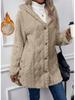 2026 Women's Solid Color Plush Hooded Sweatshirt with Diamond Pattern Design