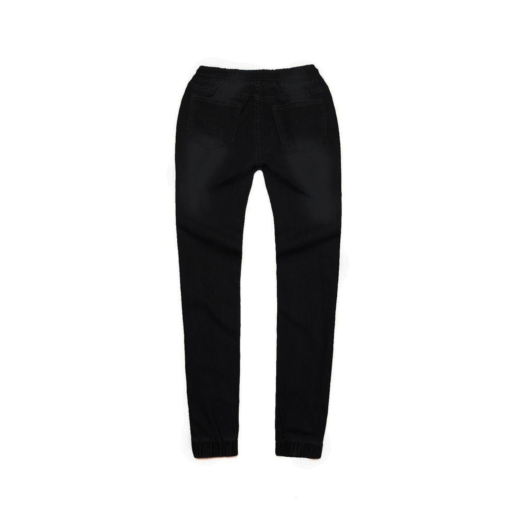 Women's Casual Solid Color Mid Waisted Poket Jeans Pants Denim Casual Trousers