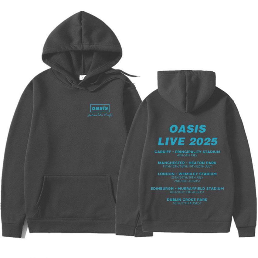 Zpěvák O-Oasis Live 25 Tour Potisk Mikina Pánská Mikiny s Dlouhým Rukávem Unisex Fleecová Volná Pulovr Y2k Oblečení