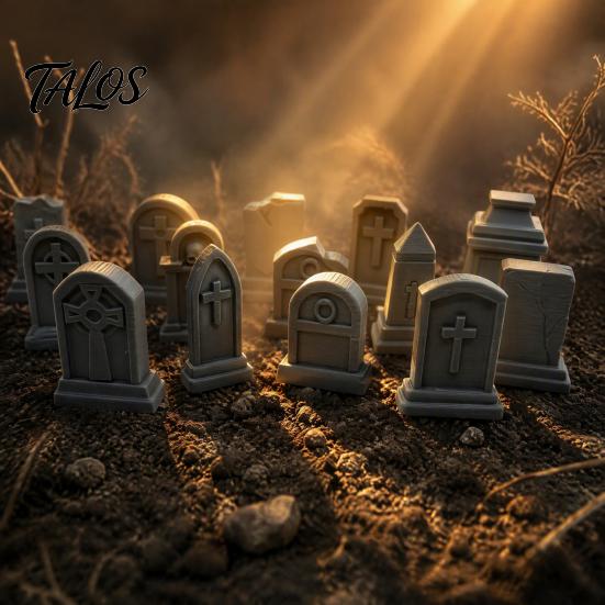 Realistic Cemetery Decor 14 Pcs Mini Tombstone Model, 3D Printed Miniature Gravestone Scenery Model Landscape Building Supplies Props for Tabletop