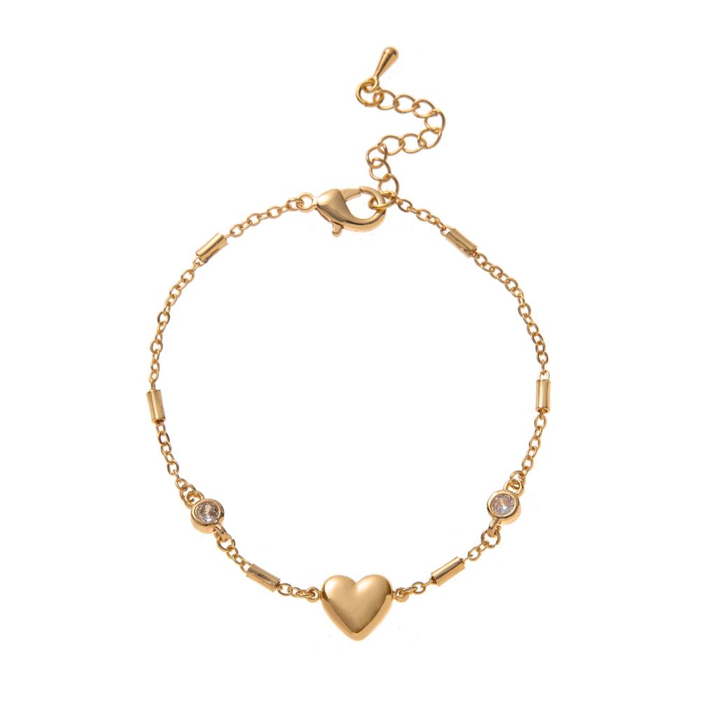 Fashion Jewelry Light Luxury Love Electroplating Zircon Gold-Plated Adjustable Bracelet Batch