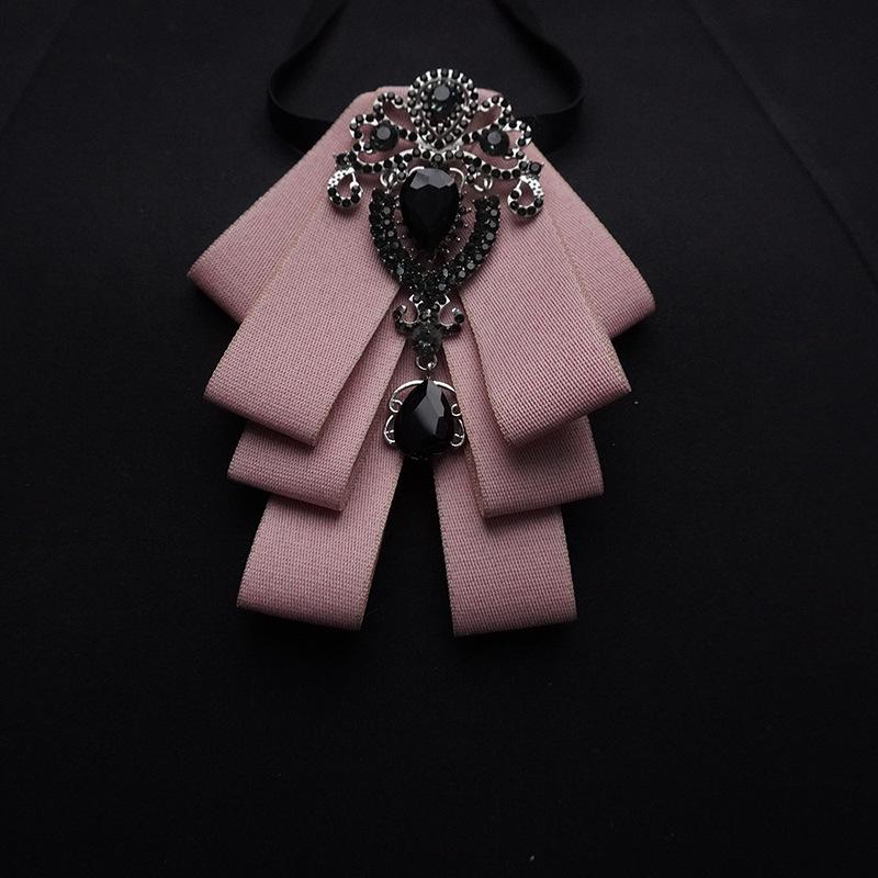 Detachable Bow Tie Brooch Silk Ribbon Collar Pin for Shirts & Blouses Fashion Floral Bow Clip for Women's Casual Outfit