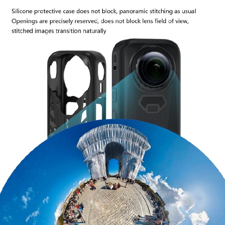 Black Silicone Body Case for X6 Action Camera, Flexible Open-Frame Cover for Everyday Handling, Control Access and Storage