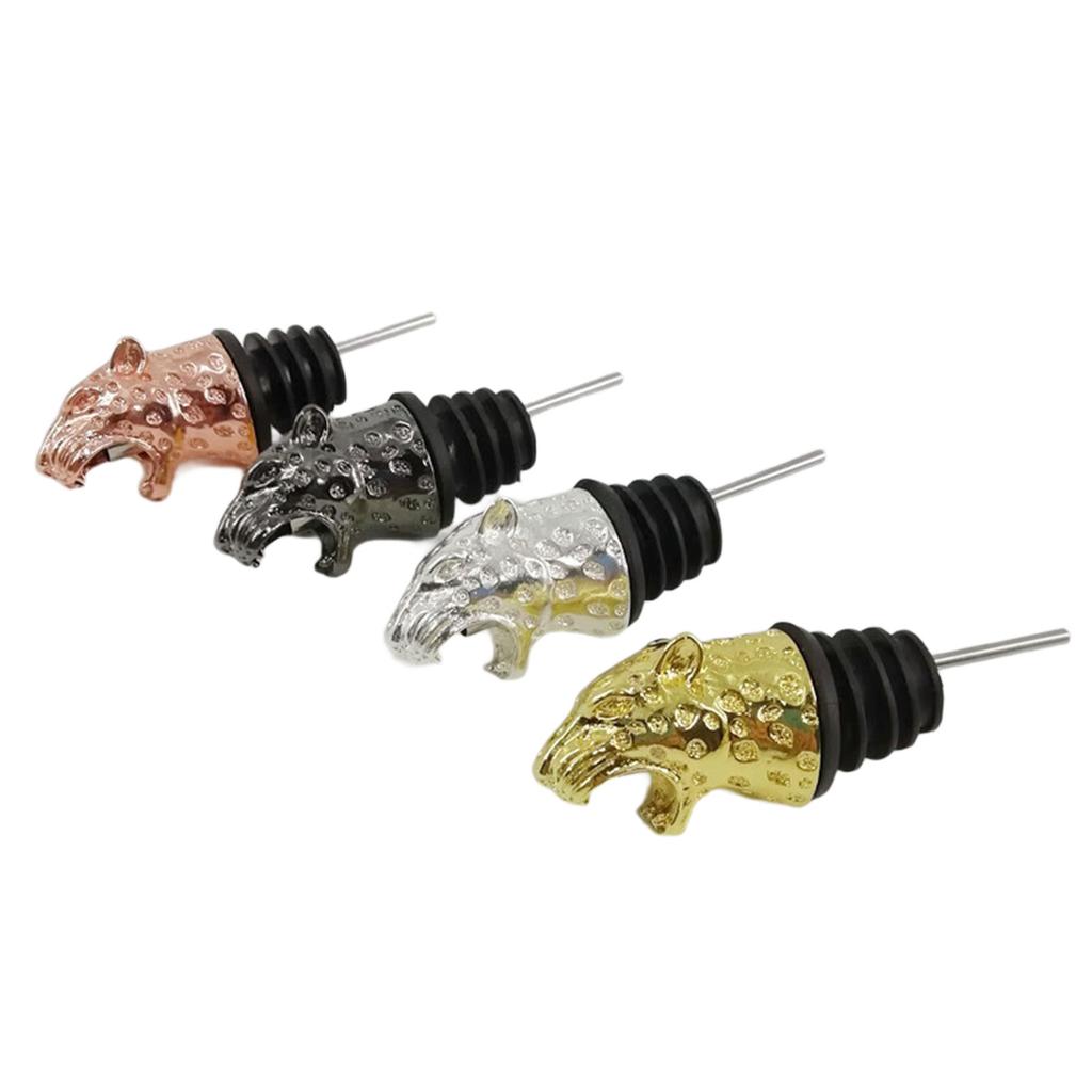 Elegant Zinc Alloy Leopard Head Wine Pourer Stopper Bottle Stopper Metal Texture for Wine and Home Decor Enthusiasts