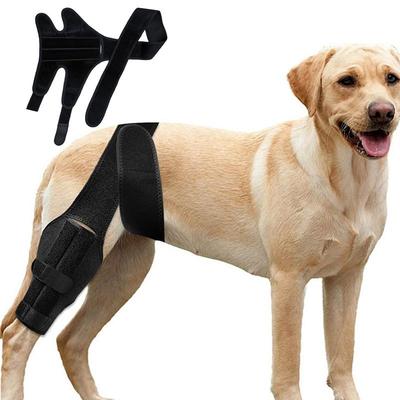 Verstellbare schwarze Kniebandage für Hunde, Hinterbein-Schiene, bequeme Kniebandage für die Verletzungsversorgung, Protektor