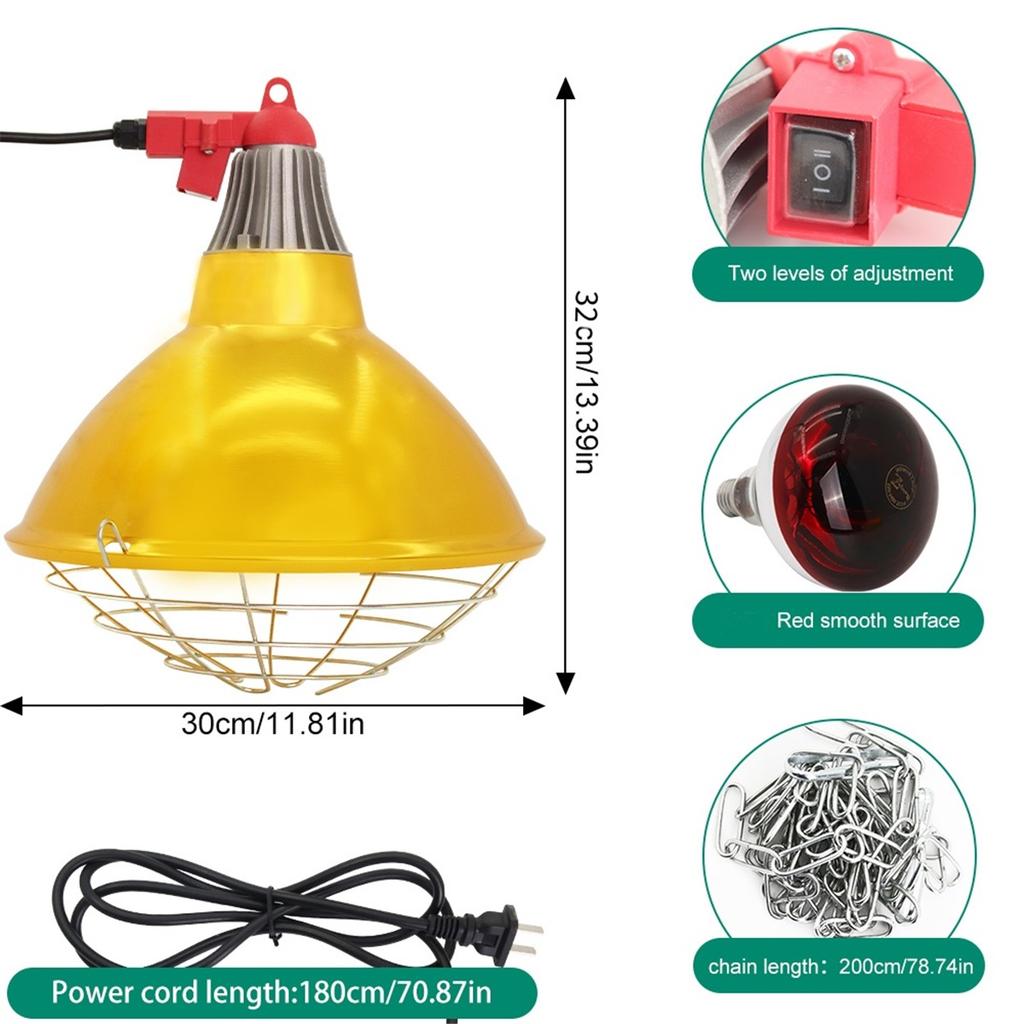 Livestock Pig Brood Warmer Heating Lamp Shade Adjustable Temperature Farm Poultry Goose Pig Cultivation Heat Preservation Lamp