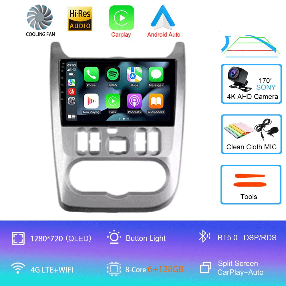 Radio auto Android 14 2Din Multimedia pentru Lada Renault Logan 1 Sandero 2009-2015 Dacia Duster Unitate principală de navigație Carplay Stereo