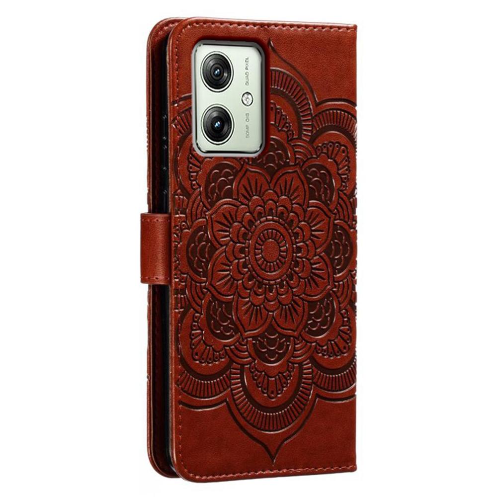 For Motorola Moto G54 5G Case PU Leather Mandala Imprinted Design Wallet Phone Cover