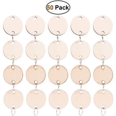 50pc Heart Wooden Slices With 50 Iron Loops Set For Birthday
