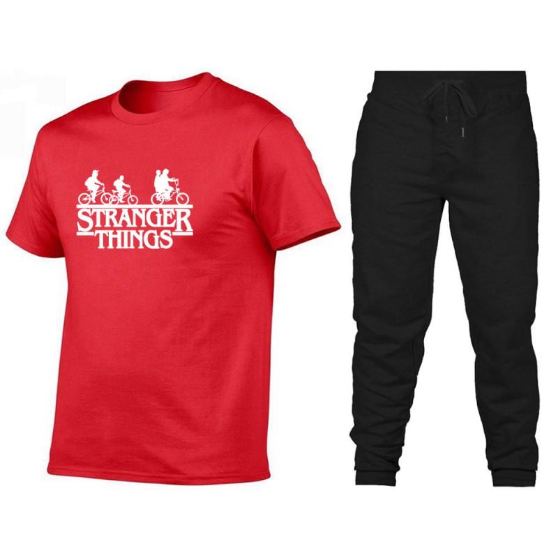 Mens Cotton Short Sleeve T-Shirt Pants Set Casual Sportswear Outfit Teens Young Adults