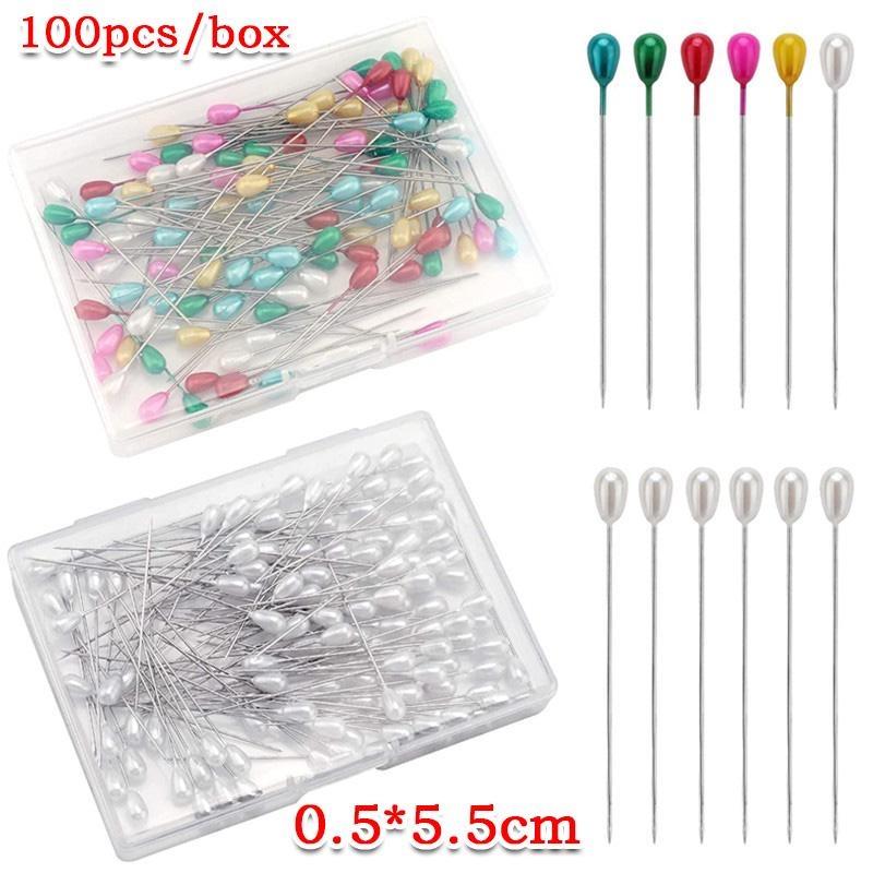 

100 шт. / Коробка Перламутровый цвет Булавка для капли воды Шитье Свадебное платье с прямой иглой Цветочное украшение Фиксированная булавка