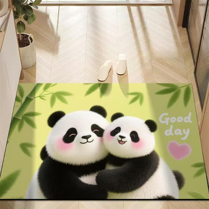 Cute Panda Diatomite Bath Mat - Super Absorbent Fast Dry Door Mat Anti-Slip Waterproof Floor Mat for Bathroom Kitchen Laundry Room