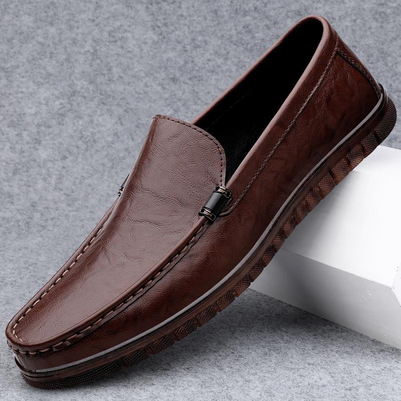 Genuine Leather Mens Formal Loafers Handmade Design Slip-On Flats Business Shoes Comfortable Moccasins Simple Male Driving Shoes
