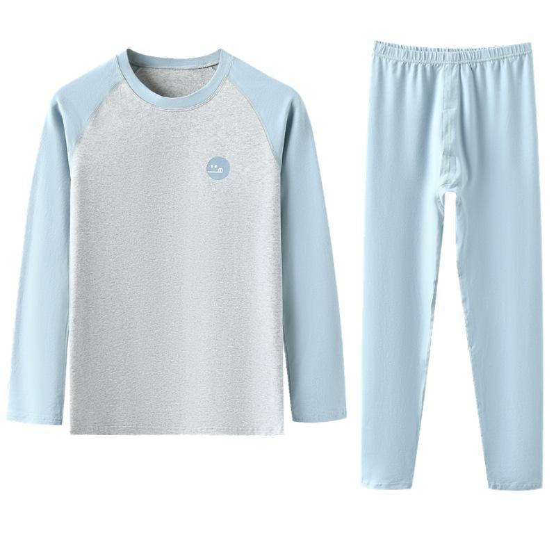 Men's Cotton Antibacterial Thermal Underwear Set for Youth - Autumn/Winter