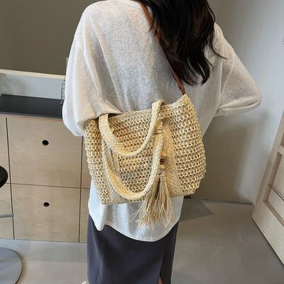 Borsa a tracolla messenger in paglia borsa a mano da donna