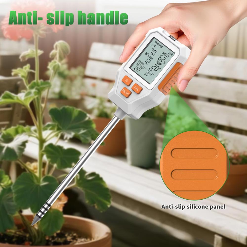 3/7 in 1 PH/EC/Temperature/Moisture/Air Temp/Fertility/Sunlight Soil Meter Detector Digital LCD Soil Tester for Garden