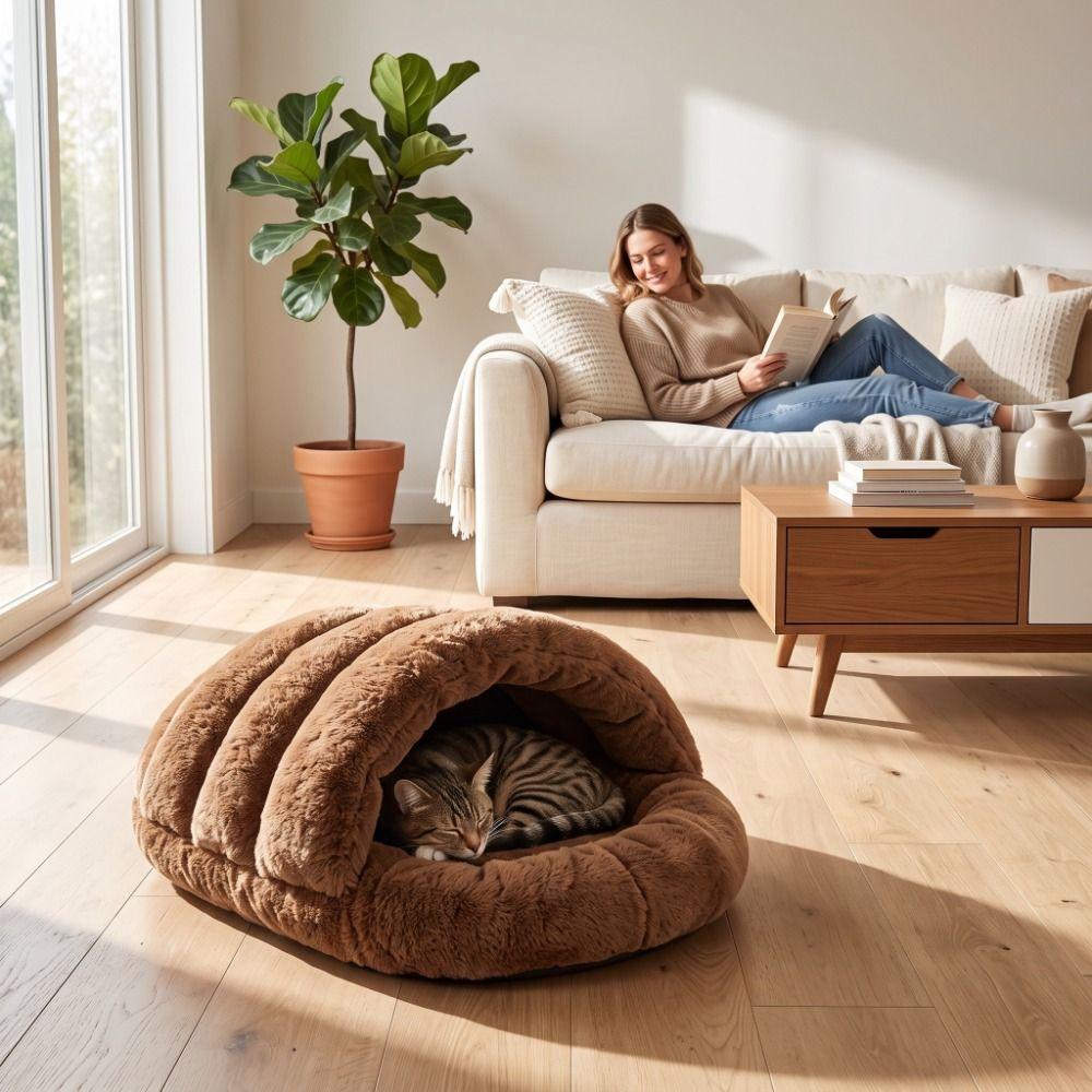 Warm Cat Sleeping Bag Soft Skin-Friendly Semi-enclosed Pet Nest Dog Nest Mat  Cold Weather