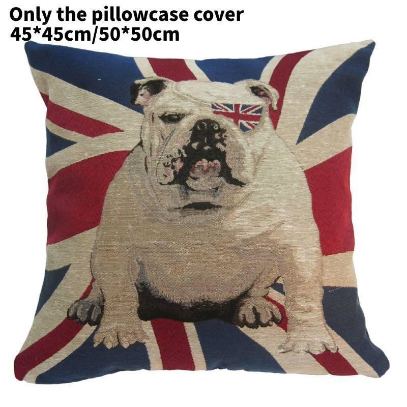 

Наволочка Бульдог с флагом Юнион Джек Персиковая кожа Декор с принтом сигар для дома Eye Mask,45*45cm/17.72*17.72in
