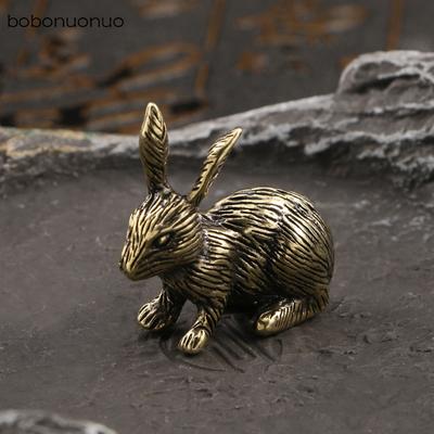 Copper Cute Rabbit Miniatures Figurines Ornaments Vintage Gold Color Brass Animal Home Decor Crafts Desktop Decorations Tea Pets
