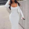 2025 European & American Slim Fit Round Neck Striped Maxi Dress