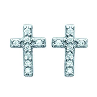 [K5159] - Silver 'Cross' Silver Earrings (rhodium-plated) - 8x5 Mm