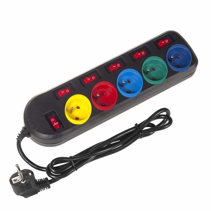 Bloc Multiprise - Maclean - MCE204M - 5 Prises - Interrupteurs Séparés - 1,5m