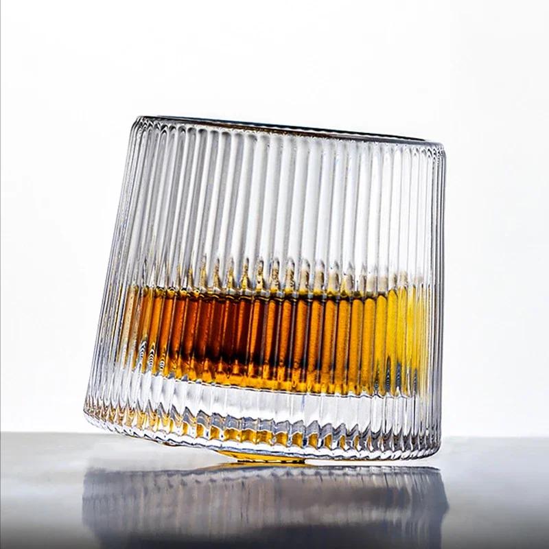 Bicchieri da Whiskey da 160ML Bicchiere da Whisky Rotante 360 Gradi Rotazione Bicchiere da Rum in Cristallo per Festa Cocktail Bicchiere da Bevuta
