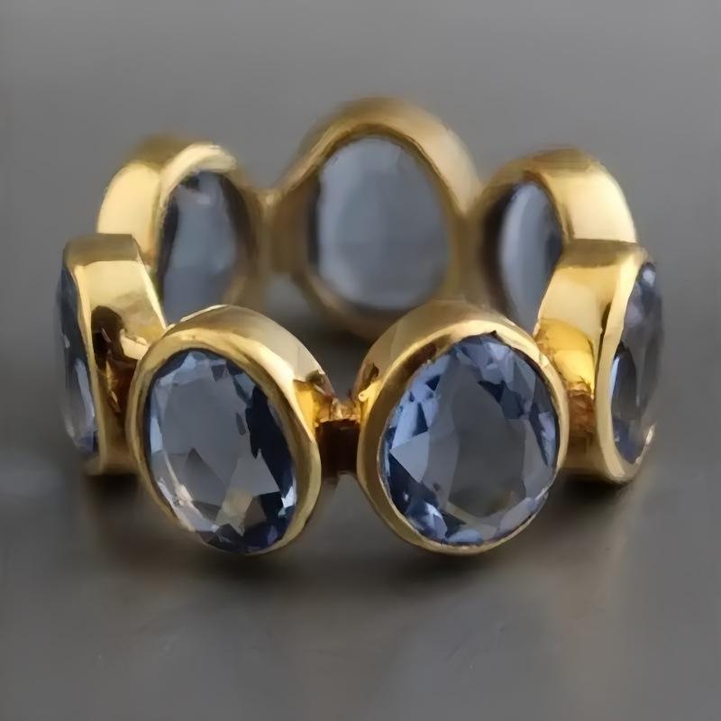 Vintage ring set with oval synthetic zircon women's ring ring, hot-selling factory in Europe and America