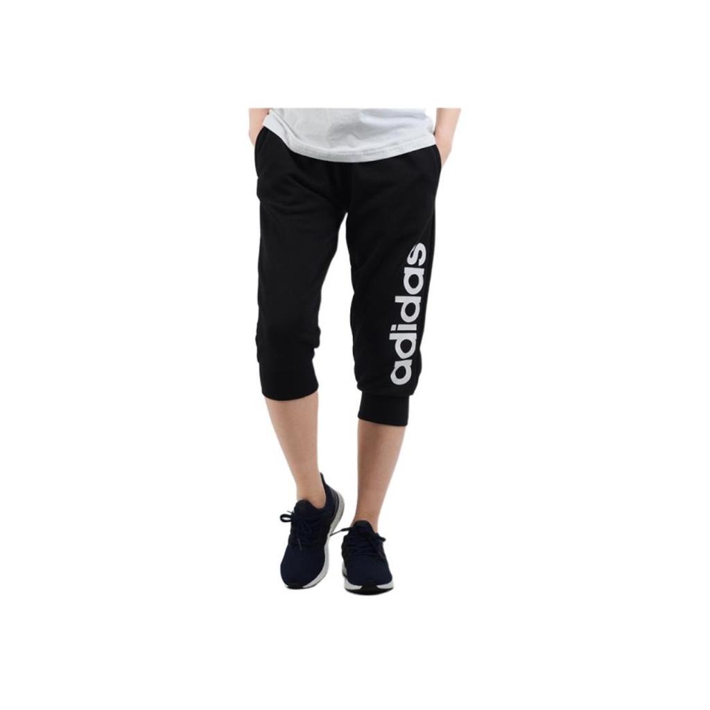 Adidas Logo Letter Print Pattern Drawstring Elastic Waist Breathable Sports Pants Women Pants Black S97150