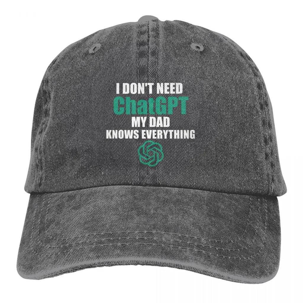 Vintage Funny Chatgpt My Dad Knows Everything Baseball Cap Unisex Distressed Denim  Hat Outdoor Running Golf Hats Cap