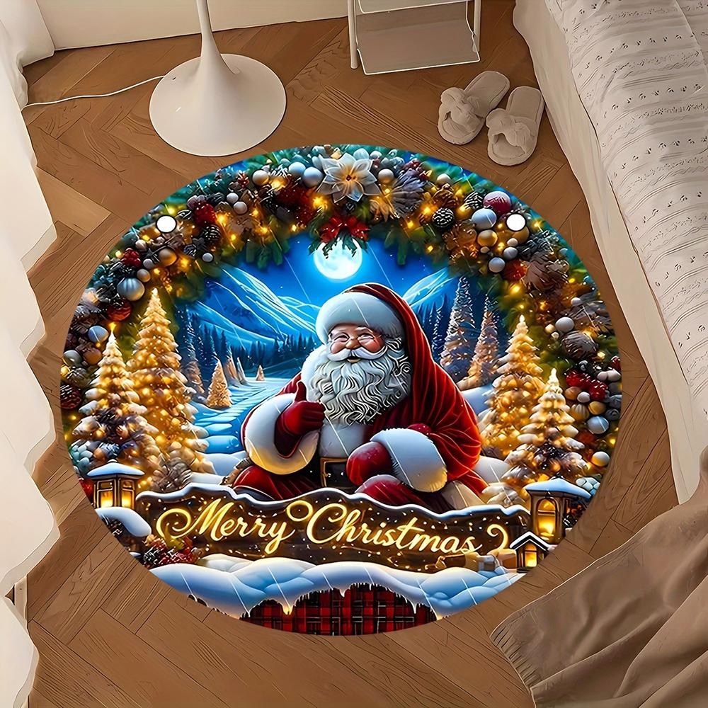 Christmas Round Rugs: Santa, Trees, and Merry Decor for Your Home! Bedroom room floor mats New Year home decoration