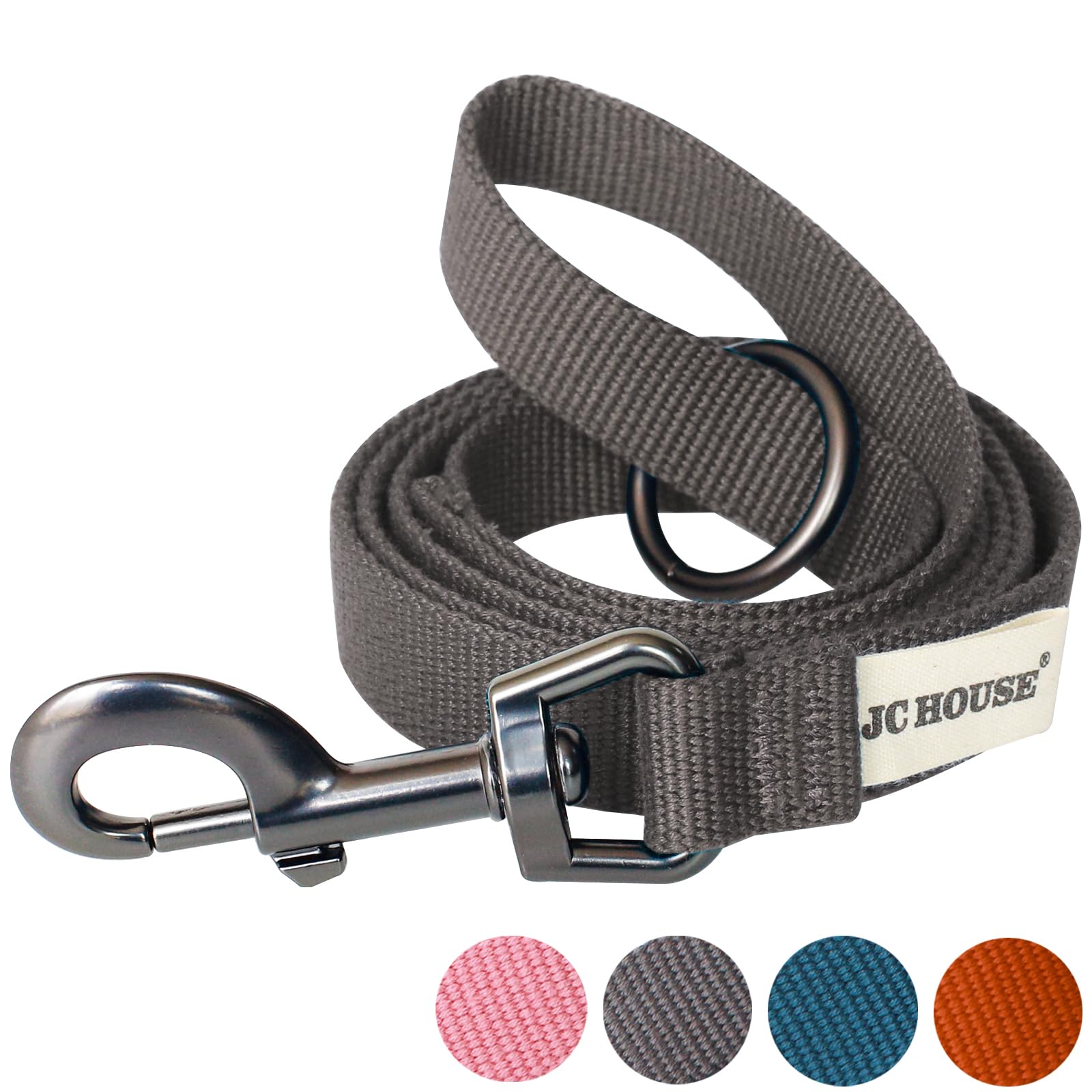 

JC HOUSE Собачий поводок из бамбукового волокна, мягкий и удобный, для средних и крупных собак, для дисциплины и поводок темно-серого цвета, экологичный материал, 1,2 м, с ручкой, прочный, серый