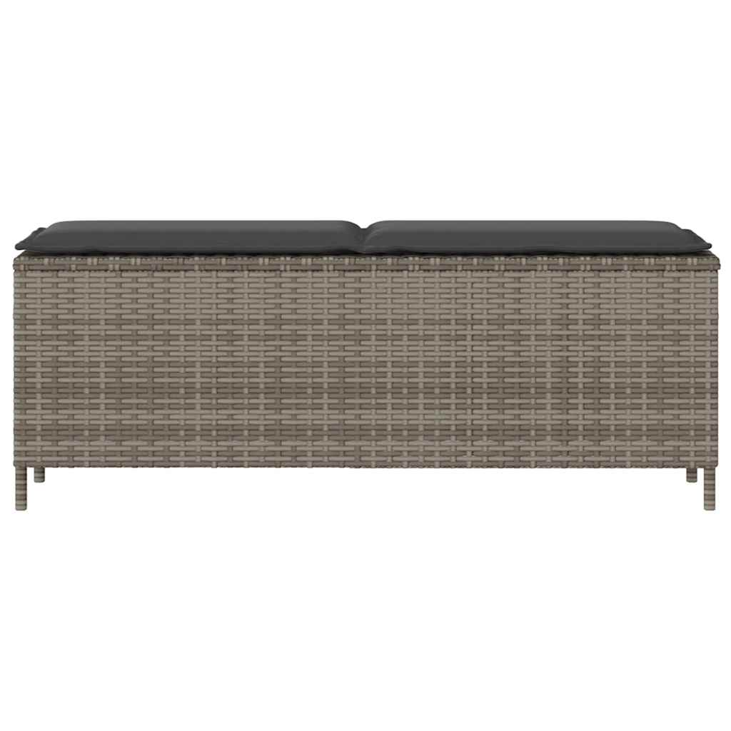 Garden Bench with Cushion Gray 110x30x40.5 Cm Poly Rattan