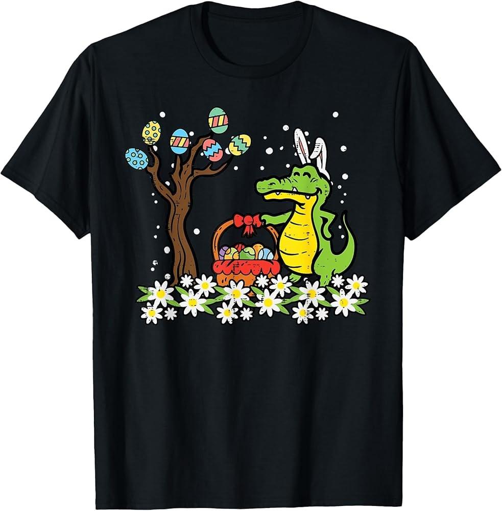 Easter Crocodile Bunny Egg Tree Alligator T-Shirt Unisex T-Shirt XL