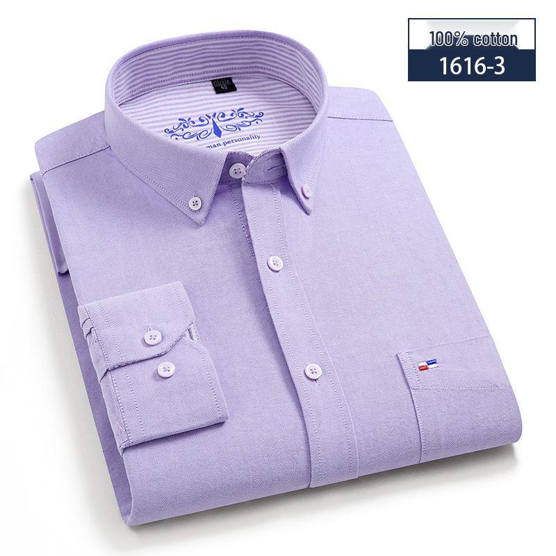 Oxford Men's Long Sleeve Printed Business Shirt - Slim Fit Turn-Down Collar