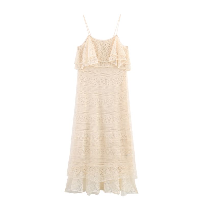 Kaslead New Women Clothes Western Style Laminated Decorative Jacquard Mesh Knitted Dress 3920288