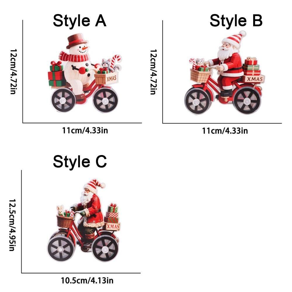 Creative Acrylic Santa Claus Figurine Cartoon Cute Snowman Bicycle Decoration Decorative Christmas Ornament Party Gift