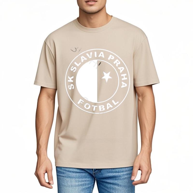 Herren Baumwoll T-Shirt Sommer Marken T-Shirt SK Slavia Praha T-Shirt Tschechische Republik Prag Druck T-Shirt Unisex T-Shirt Lockerer Stil