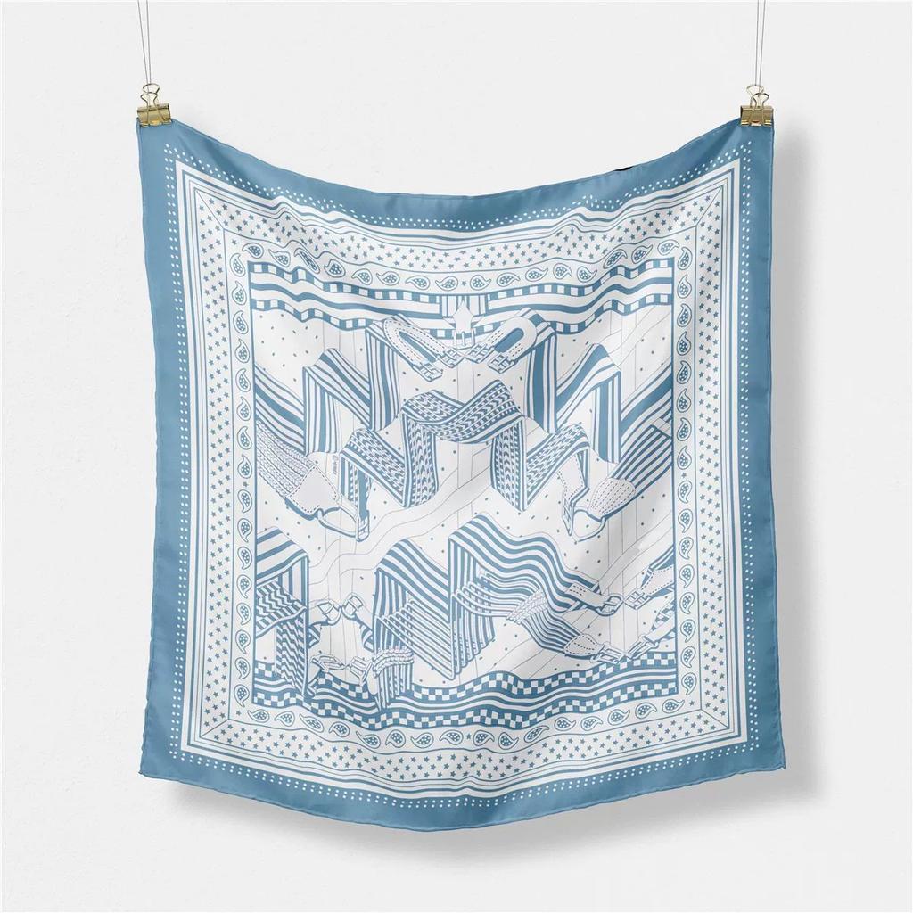 53cm Chain Printed Small Square Scarf Hot Brand All Matched Imitation Silk Professional Foulard Hijabs For Women