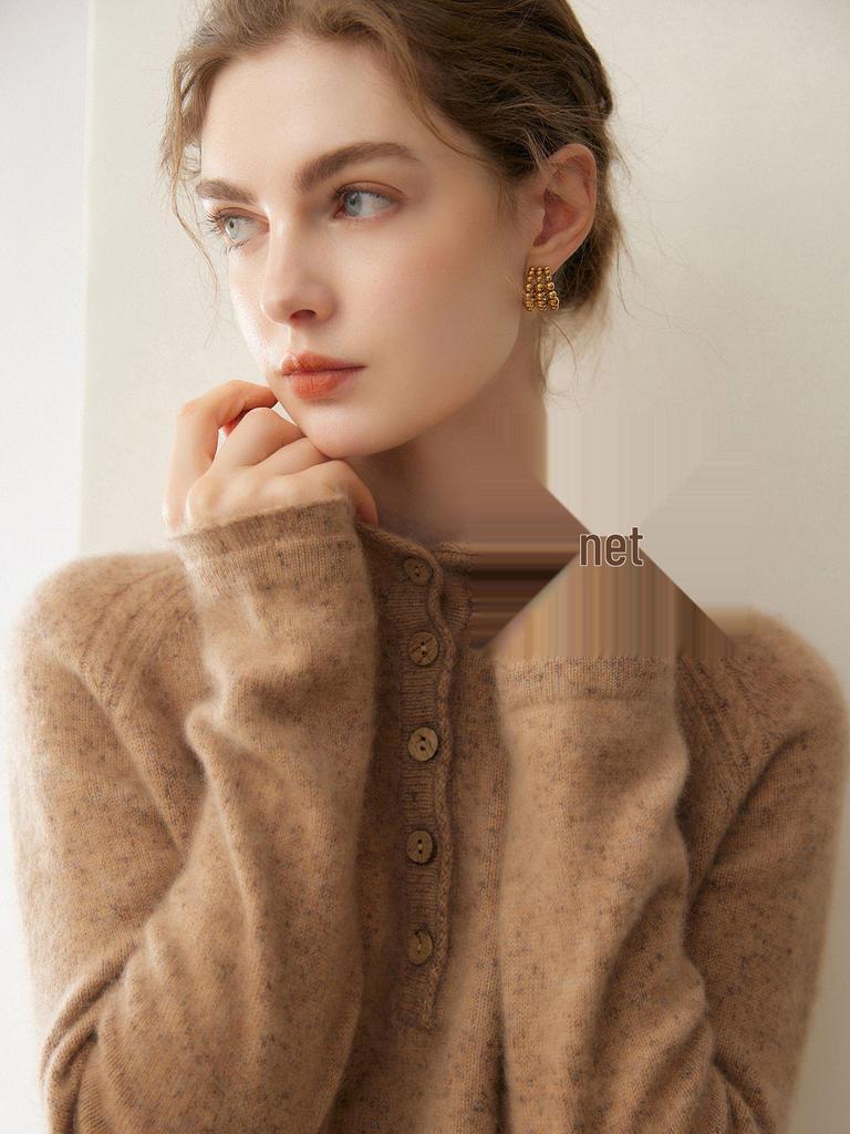 Women's 100% Cashmere Hooded Sweater - Autumn/Winter 2026 Collection - Loose Slimming Knit Pullover Base Layer