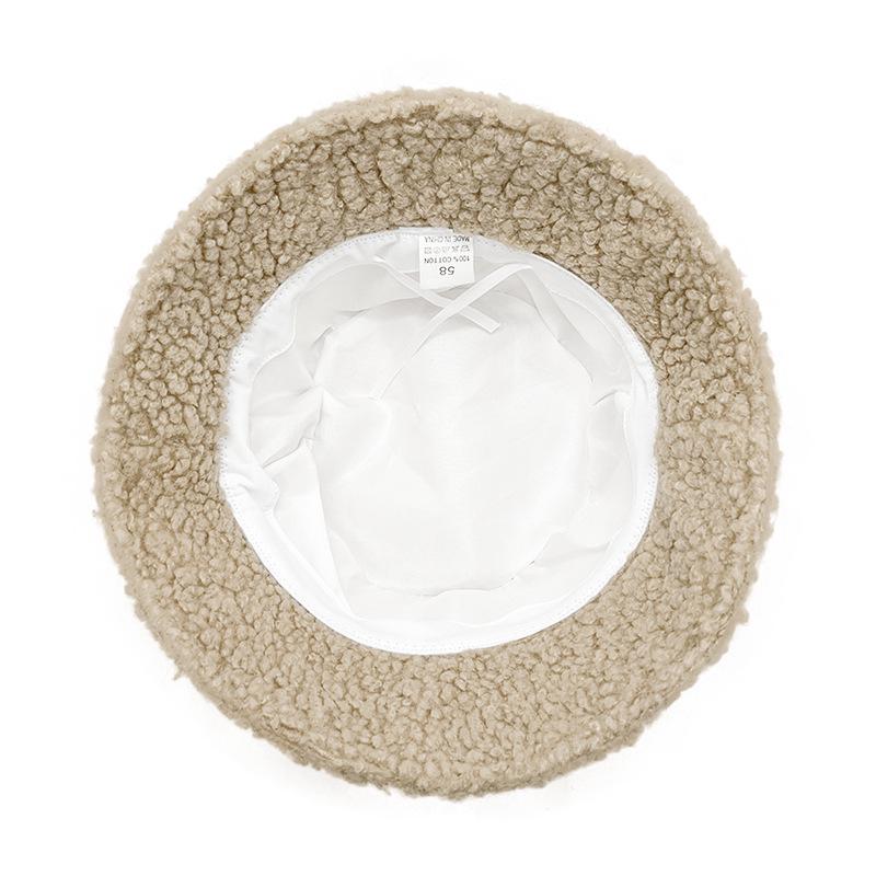 Women's Winter Lambswool Bucket Hat – Japanese Trend, Fleece-Lined, Thick and Solid Color