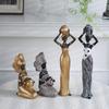 Vintage Afrykańska Kobieta Rzeźba Figurka Żywiczna do Wystroju Domu Biura Sypialni