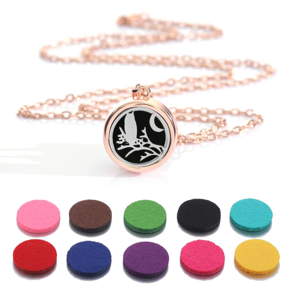 New rose gold Tree Of Life Aromatherapy Perfume Locket Fashion Essential Oil Diffuser Necklace For Women Pendant Jewelry Gift