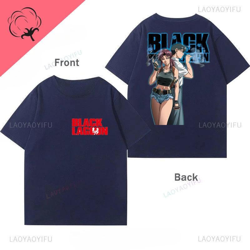 Black Lagoon Unisex TShirt Japanese Comic Two Sided Printed Tee Camisa Oneck Cotton Graphic T Shirts Vintage Hot Anime Unisex Ops